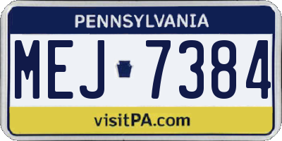 PA license plate MEJ7384