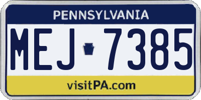 PA license plate MEJ7385