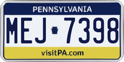 PA license plate MEJ7398