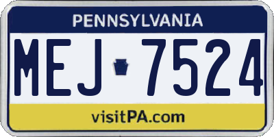 PA license plate MEJ7524