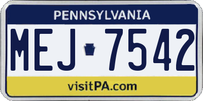PA license plate MEJ7542