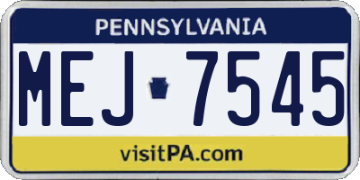 PA license plate MEJ7545