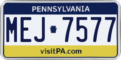 PA license plate MEJ7577