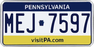 PA license plate MEJ7597