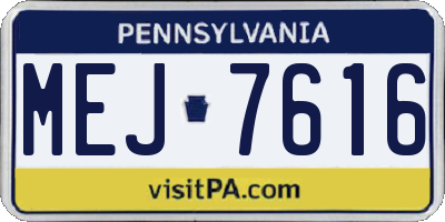 PA license plate MEJ7616