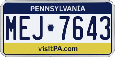 PA license plate MEJ7643