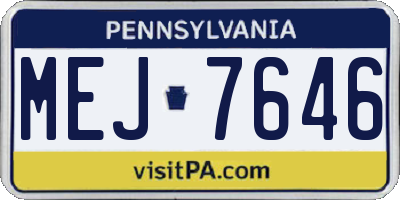 PA license plate MEJ7646