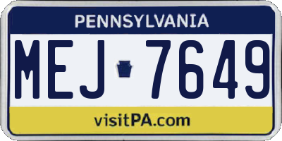 PA license plate MEJ7649