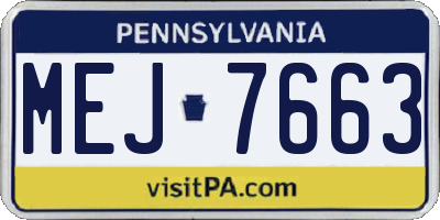 PA license plate MEJ7663