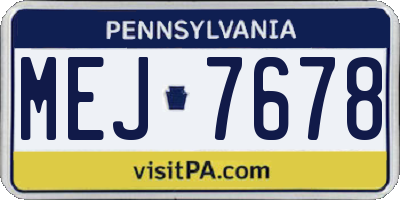 PA license plate MEJ7678