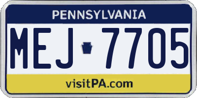 PA license plate MEJ7705