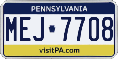 PA license plate MEJ7708