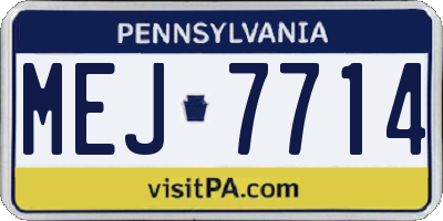 PA license plate MEJ7714