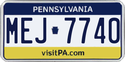 PA license plate MEJ7740