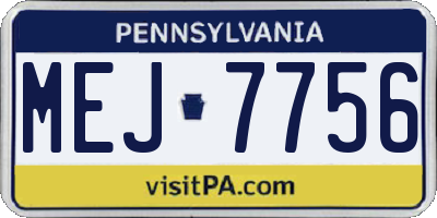 PA license plate MEJ7756