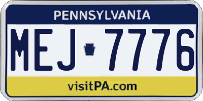 PA license plate MEJ7776