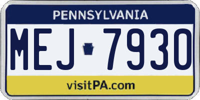 PA license plate MEJ7930