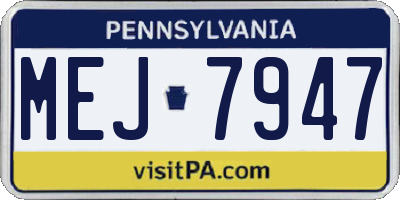 PA license plate MEJ7947