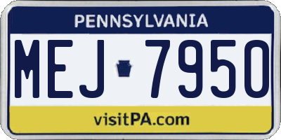 PA license plate MEJ7950