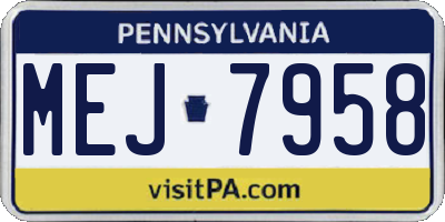 PA license plate MEJ7958