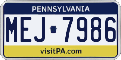 PA license plate MEJ7986