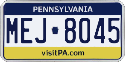 PA license plate MEJ8045