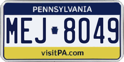 PA license plate MEJ8049