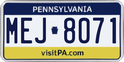 PA license plate MEJ8071
