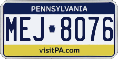 PA license plate MEJ8076