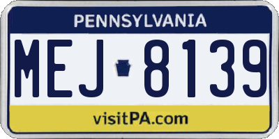 PA license plate MEJ8139