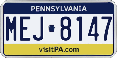 PA license plate MEJ8147