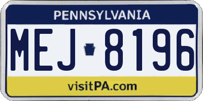 PA license plate MEJ8196