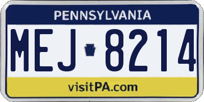 PA license plate MEJ8214