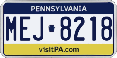 PA license plate MEJ8218
