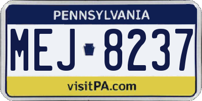 PA license plate MEJ8237