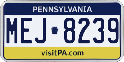 PA license plate MEJ8239