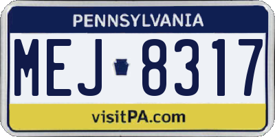 PA license plate MEJ8317