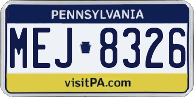 PA license plate MEJ8326