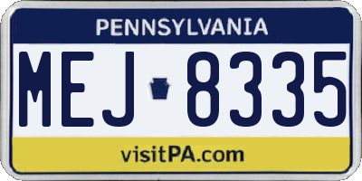 PA license plate MEJ8335