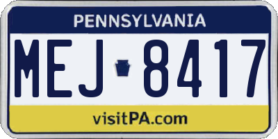 PA license plate MEJ8417