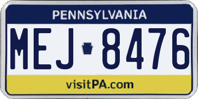 PA license plate MEJ8476