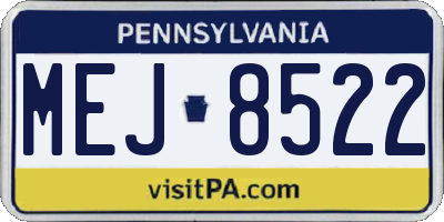 PA license plate MEJ8522