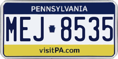 PA license plate MEJ8535