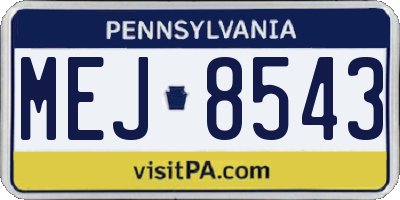 PA license plate MEJ8543