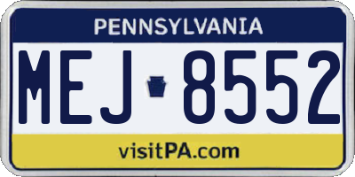 PA license plate MEJ8552