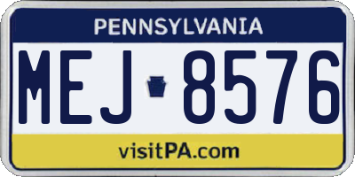 PA license plate MEJ8576