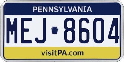 PA license plate MEJ8604