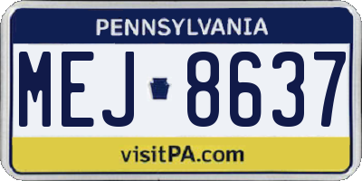 PA license plate MEJ8637