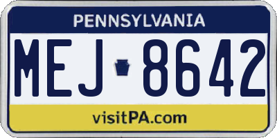 PA license plate MEJ8642