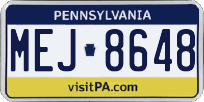 PA license plate MEJ8648